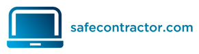 logo of Safecontractor featuring a laptop and the text 